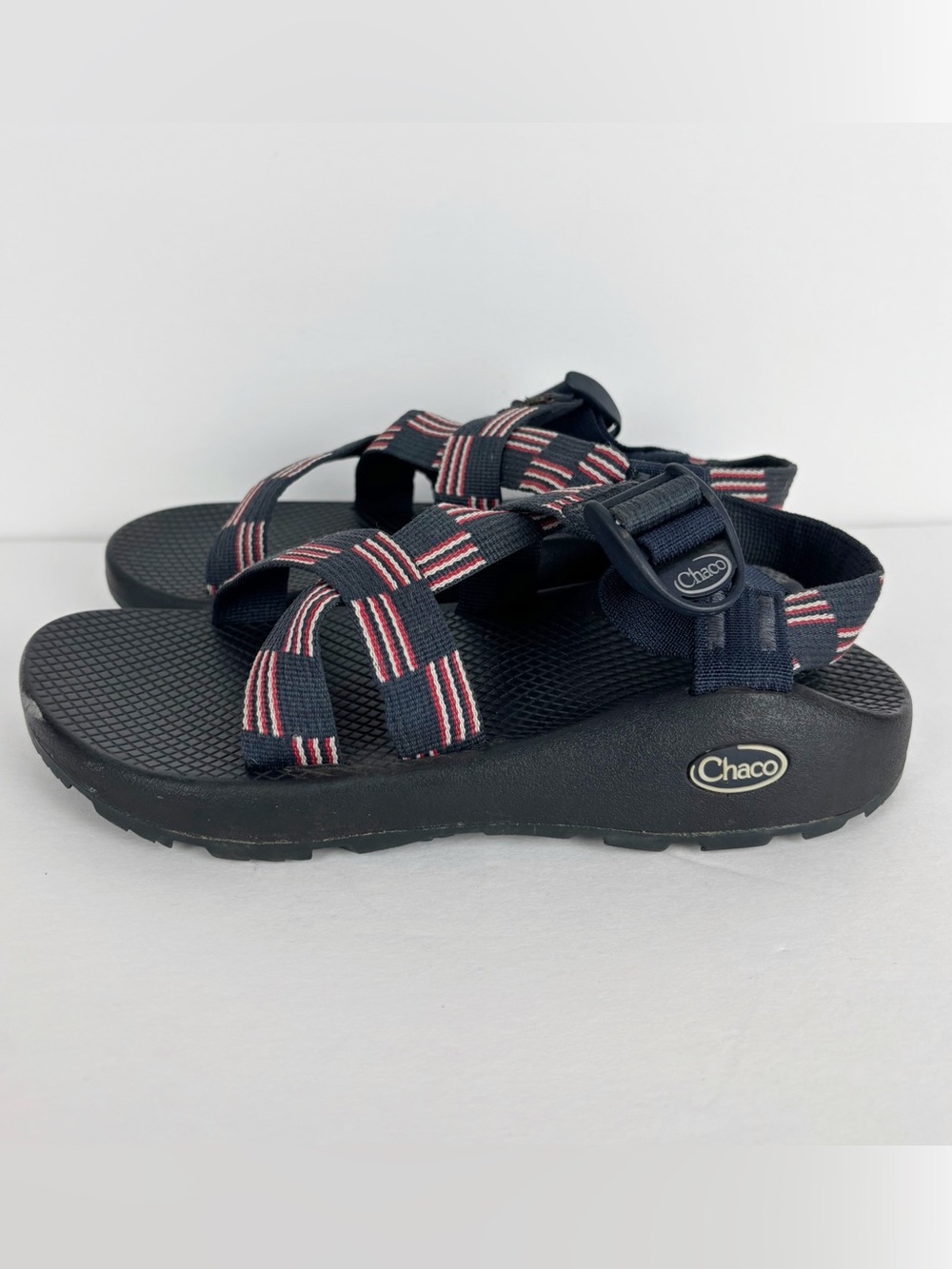 Chaco Z/1 Classic Sandals Men’s 7 Blue Red White Flag Athletic Outdoor Hiking - Picture 2 of 7
